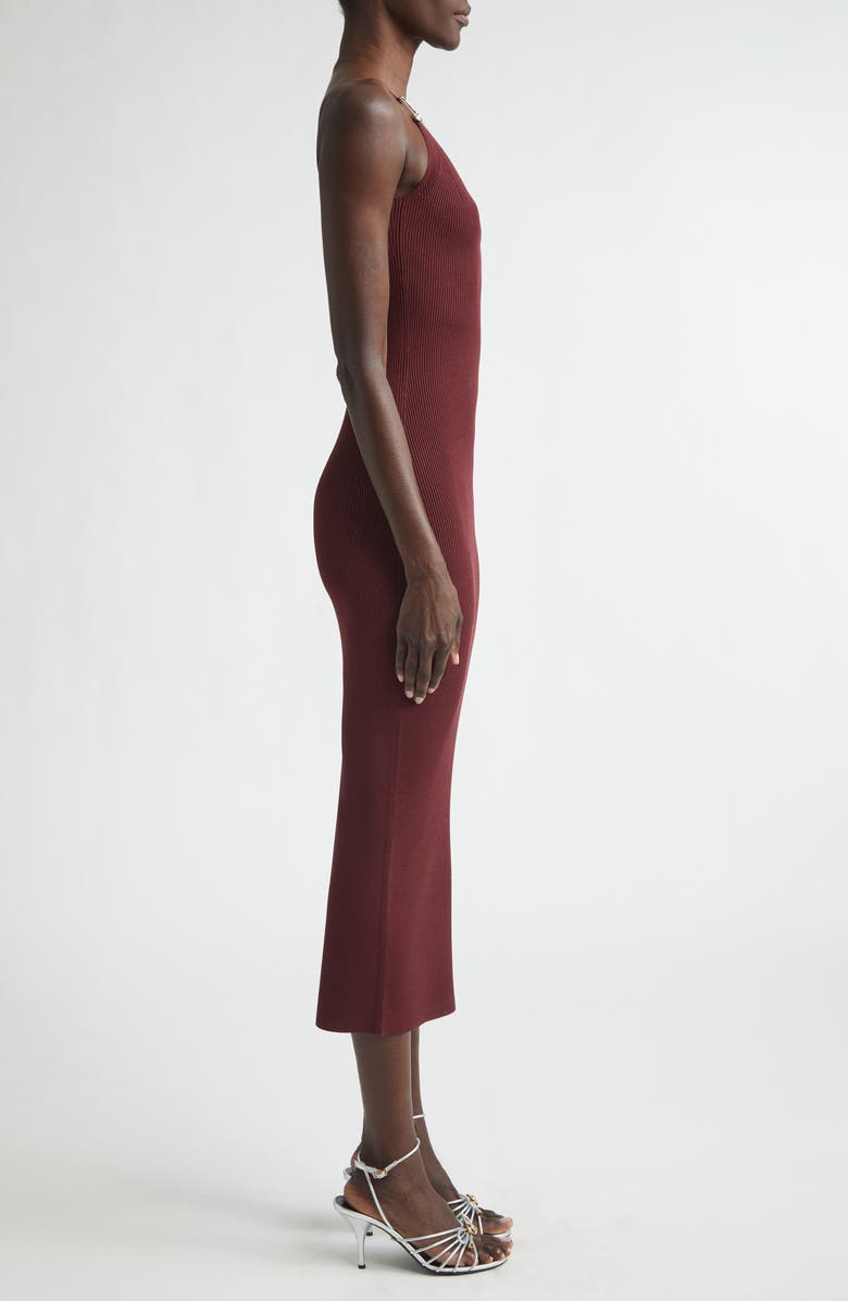 Versace Safety Pin Rib Knit Midi Dress, Alternate, color, Burgundy