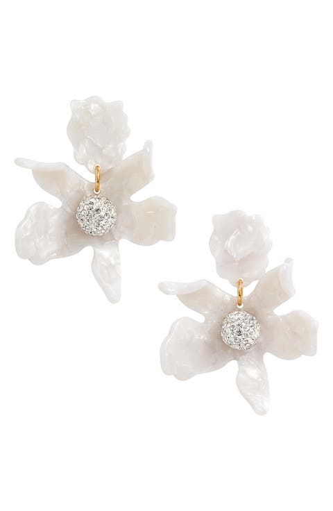 Small Crystal Lily Earrings