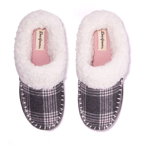 Dearfoams Nyla Felted Plaid Moccasin Toe Clog Slipper In Gray