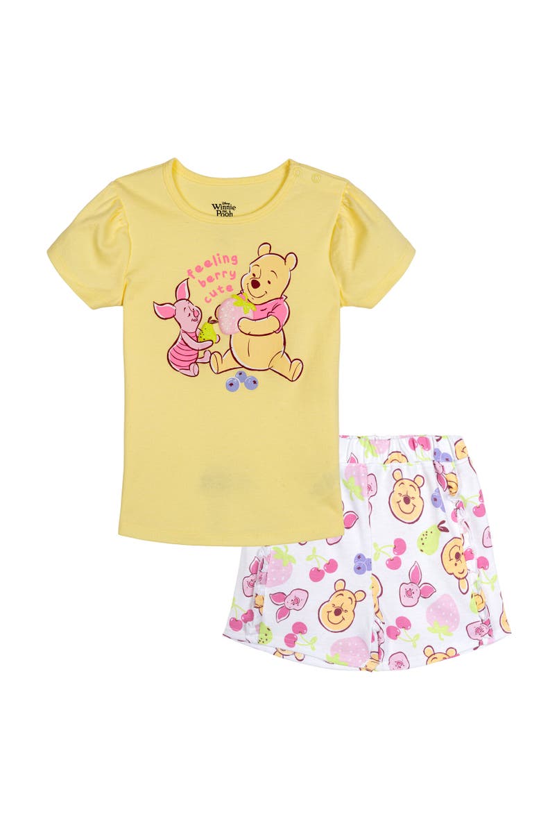 Disney Winnie the Pooh Baby Girls' 2-Piece T-Shirt and Shorts Set, Main, color, Pooh Piglet Yellow