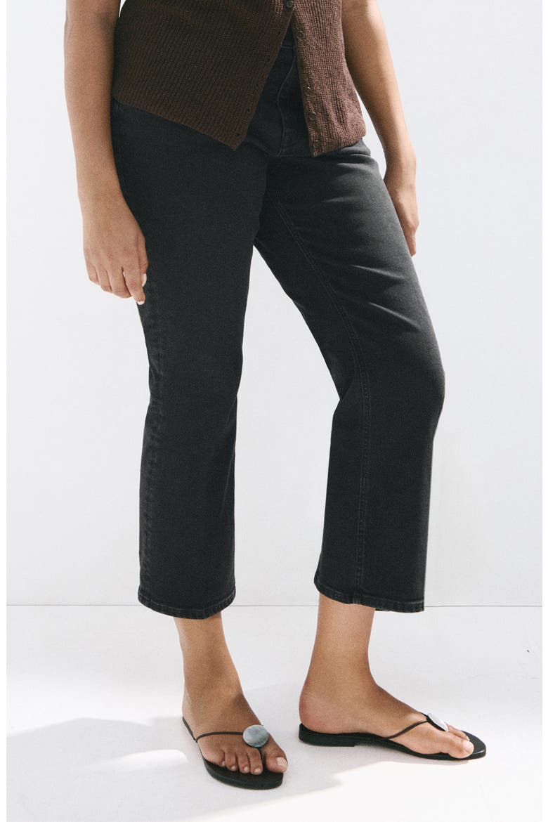 Sienna Raw Hem Crop Flare Jeans, Main, color, BLACK DENIM