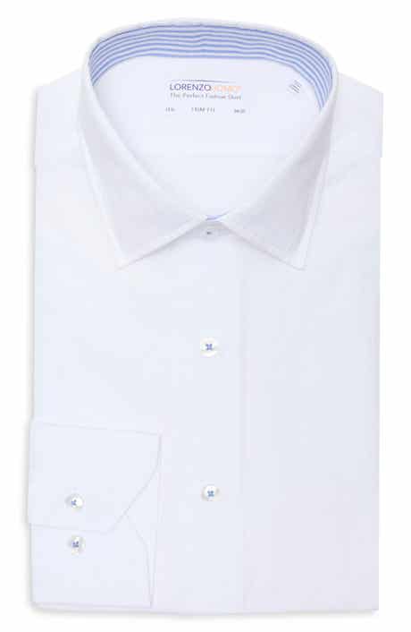 Lorenzo Uomo Trim Fit Cotton Seersucker Dress Shirt