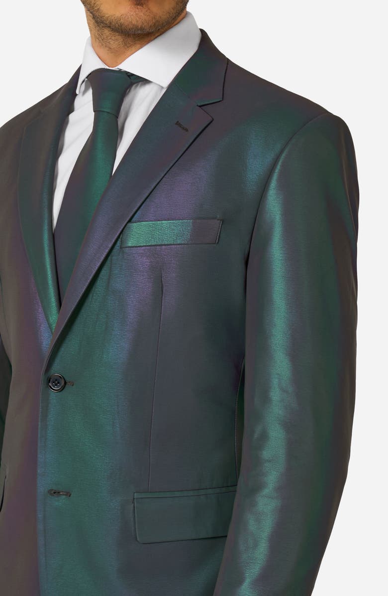 OppoSuits Reflective Perspective Iridescent Slim Fit Two-Piece Suit & Tie Set, Alternate, color, Green Misc
