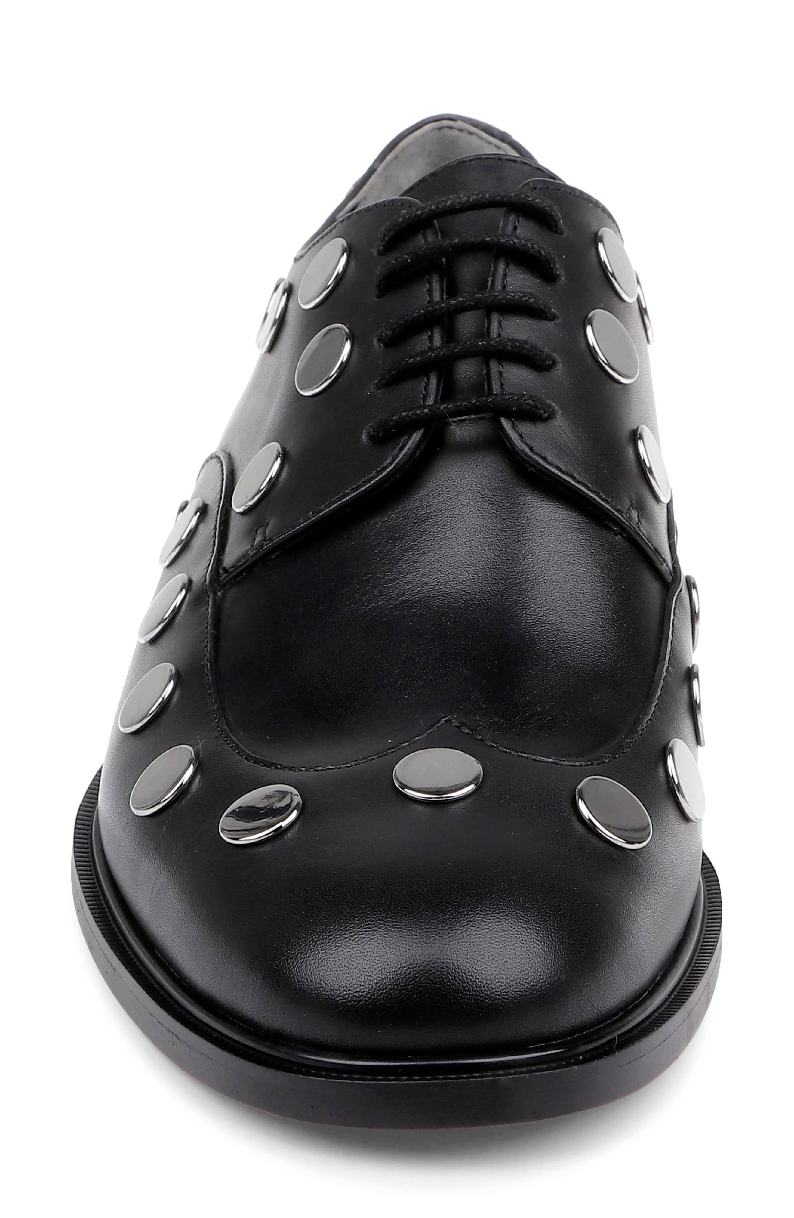 CLERAE Jive Studded Flat, Alternate, color, Black Leather