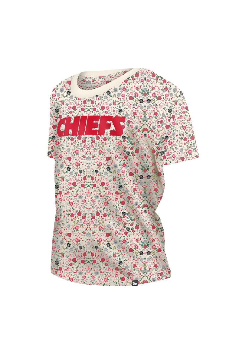 Women's New Era Cream Kansas City Chiefs Glam Game Floral T-Shirt, Alternate, color, Cream