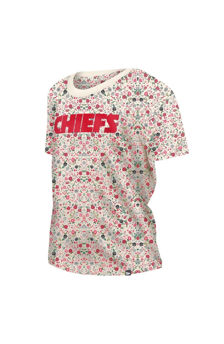 New Era Women's New Era Cream Kansas City Chiefs Glam Game Floral T-Shirt, Alternate, color, Cream