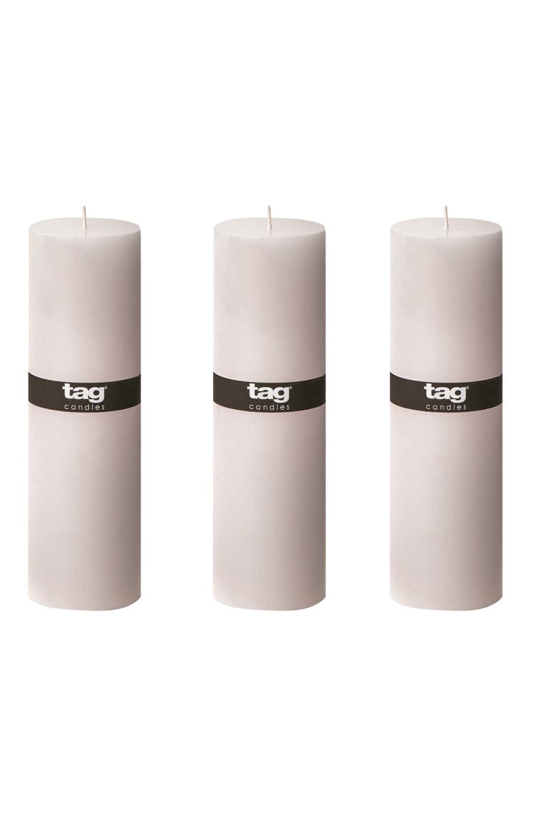 Chapel White Pillar Decorative Wax Candle Set of 3 Unscented, Main, color, White