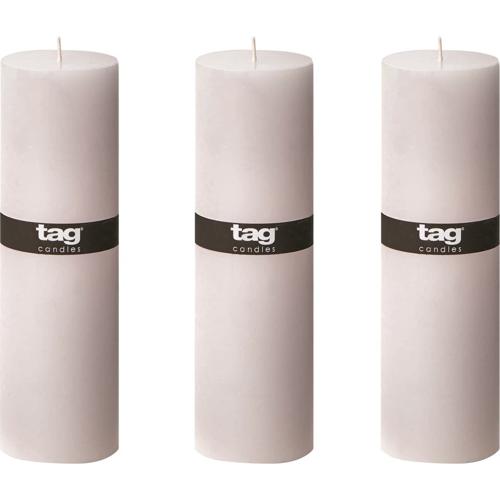 Tag Chapel White Pillar Decorative Wax Candle Set Of 3 Unscented In White