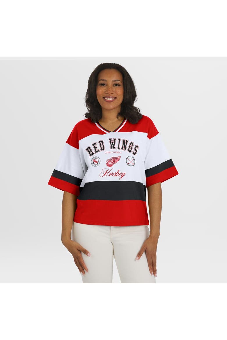 Women's WEAR by Erin Andrews Red/White Detroit Red Wings Jersey Style Tee, Alternate, color, Red
