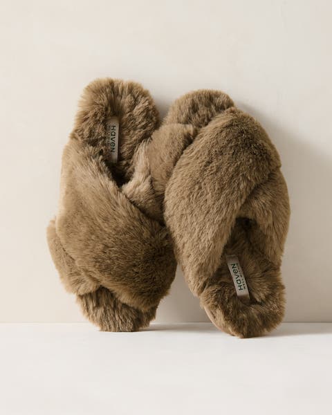 Faux Fur Criss-Cross Slippers