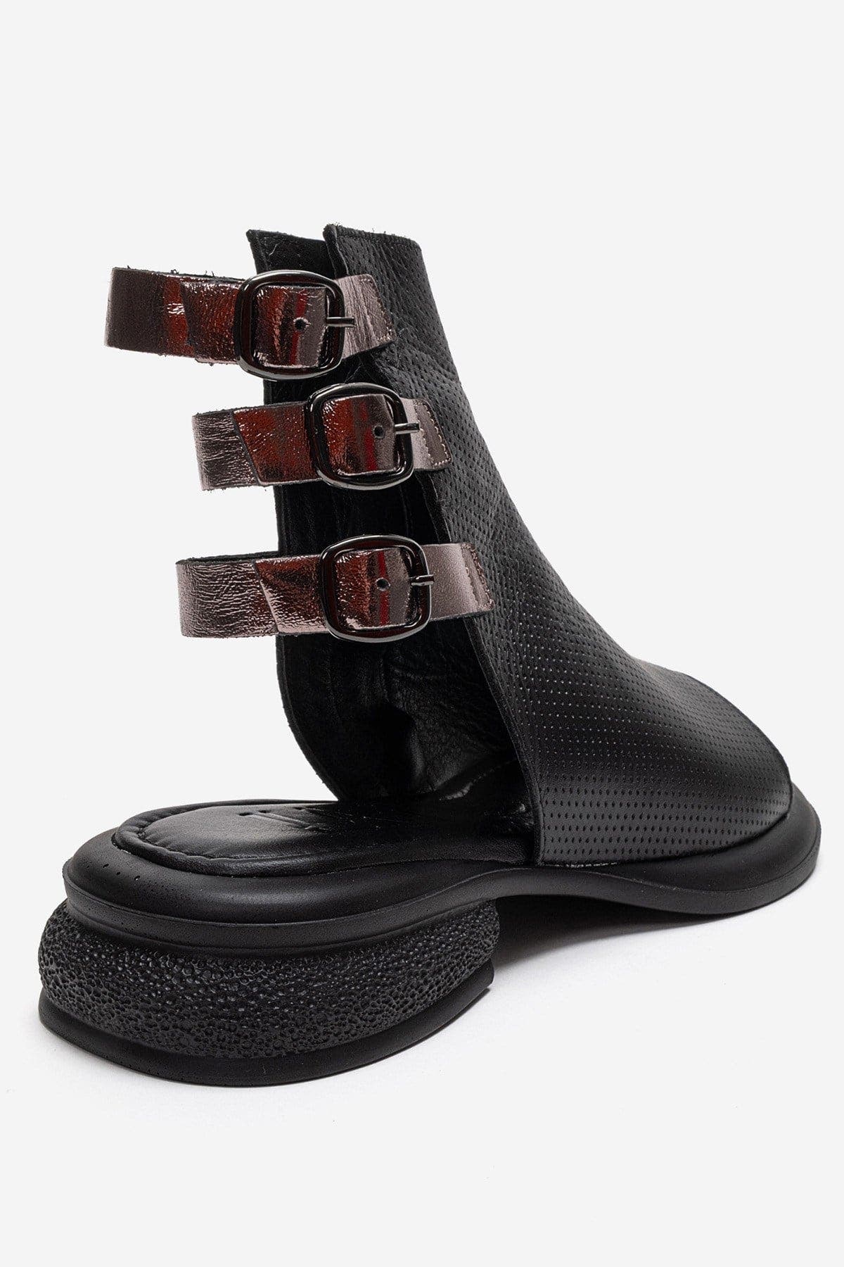 Forever & Always Shoes Carina Leather Side Zip Sandal, Alternate, color, Black