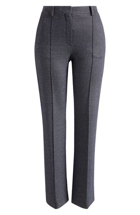 Slim Herringbone Knit Pintuck Pants