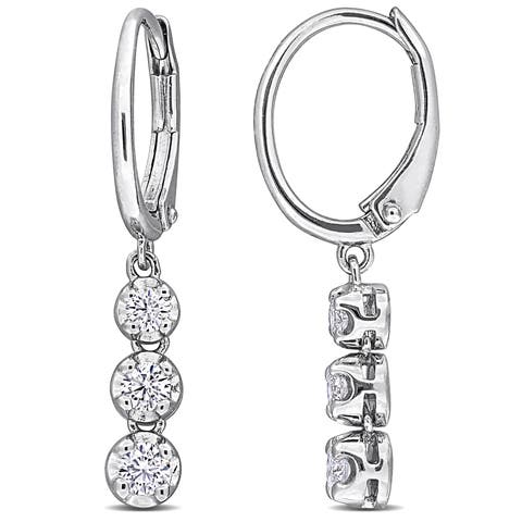 Lab-Grown Diamond 3-Stone Drop Earrings