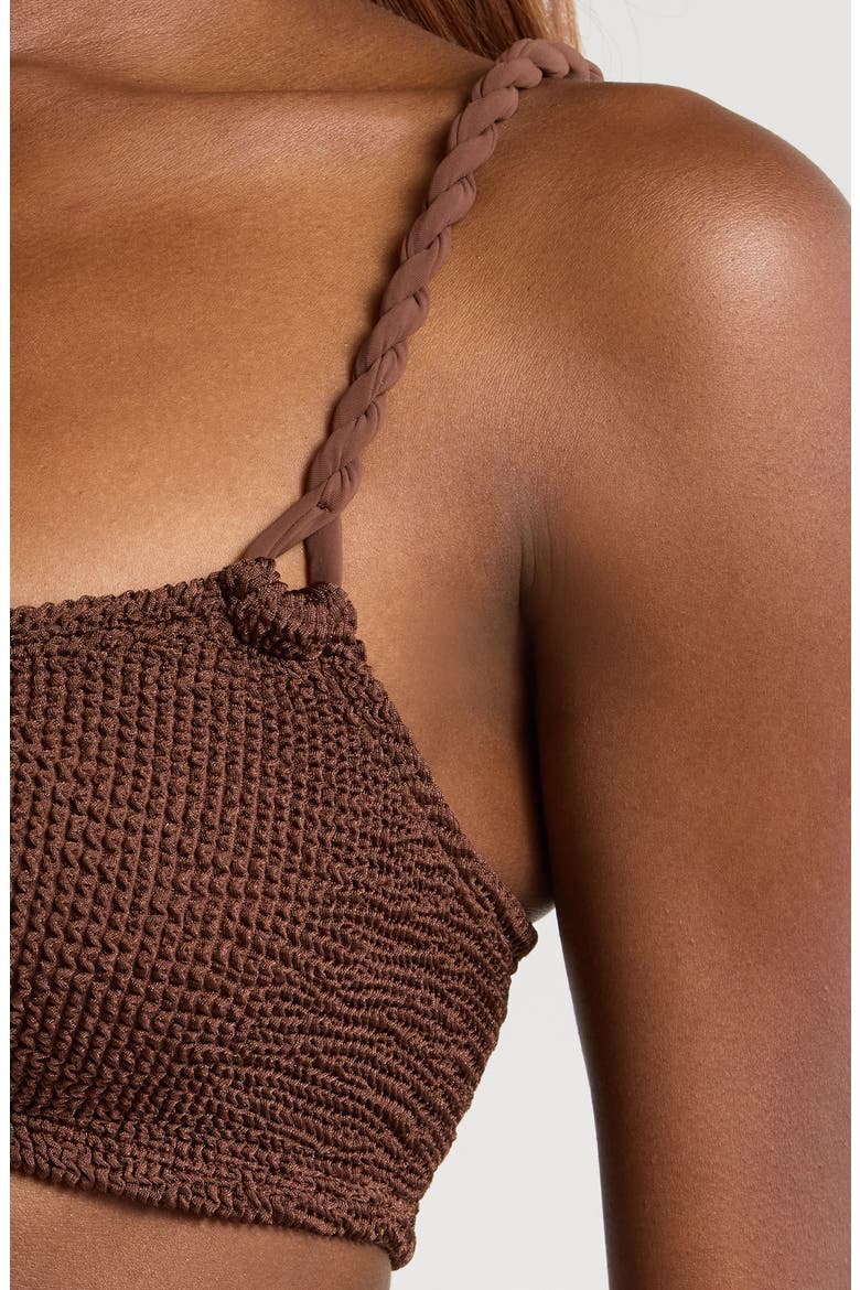 Phoebe Textured Two-Piece Swimsuit, Alternate, color, METALLIC CHOCOLATE