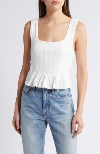 Shop Free People Roller Peplum Tank Top In Ivory