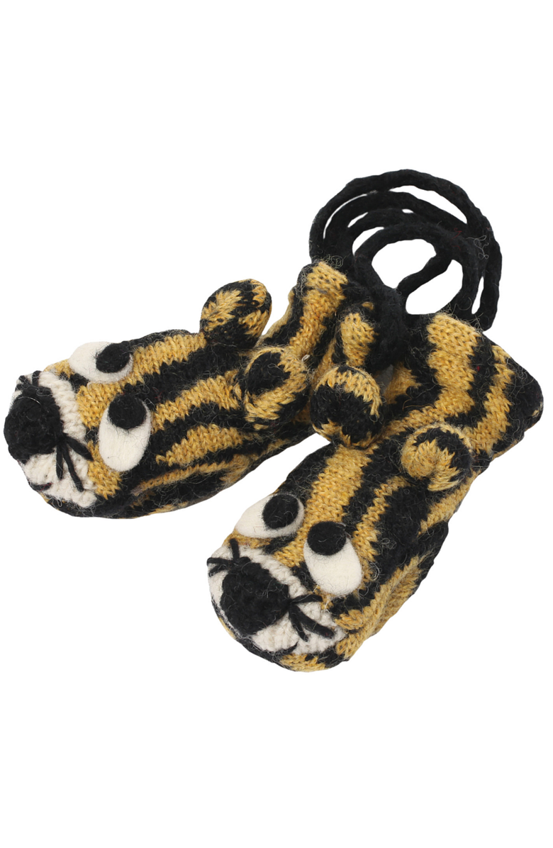 Nirvanna Designs Tiger2 Mittens, Main, color, Brown