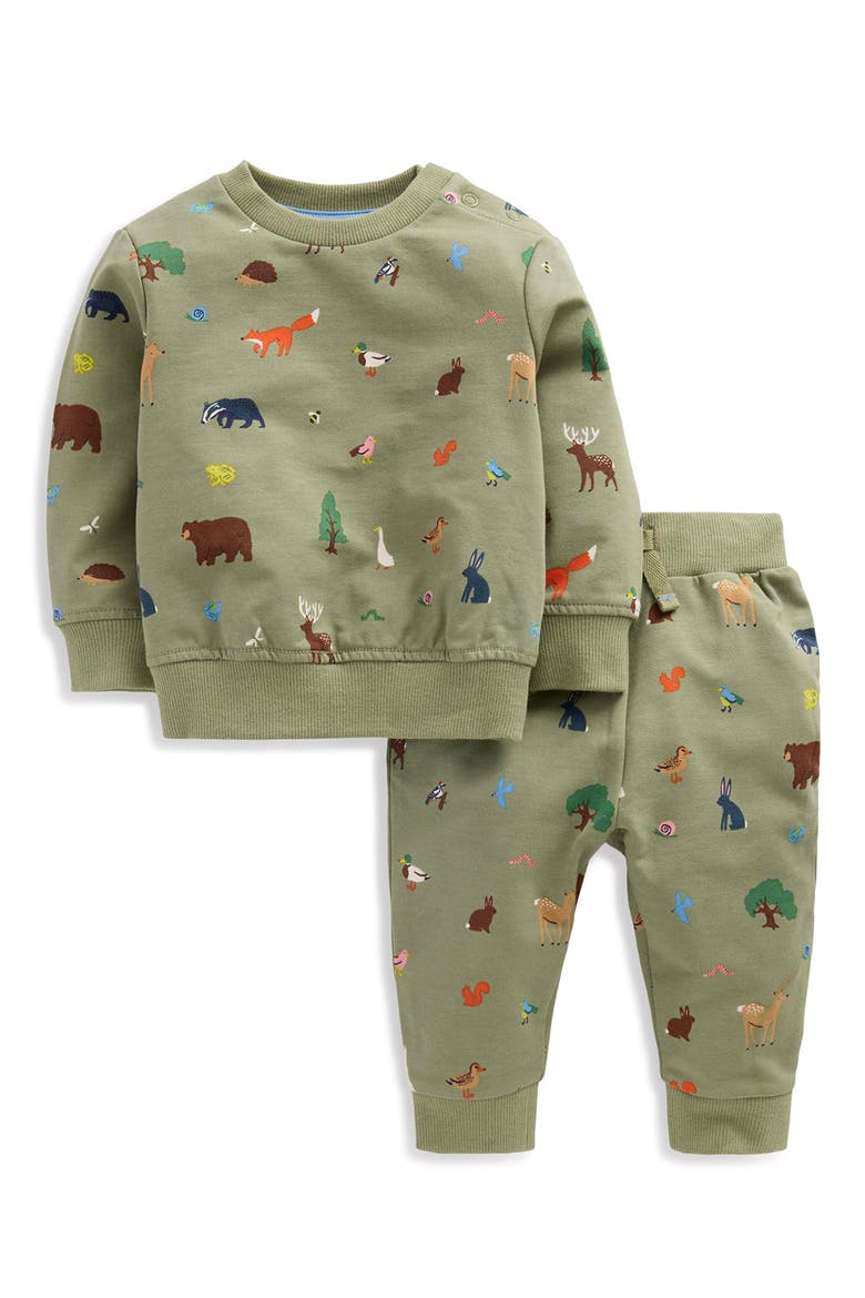 Kids' Sweatshirt & Joggers Set, Main, color, GREEN WOODLAND ANIMALS