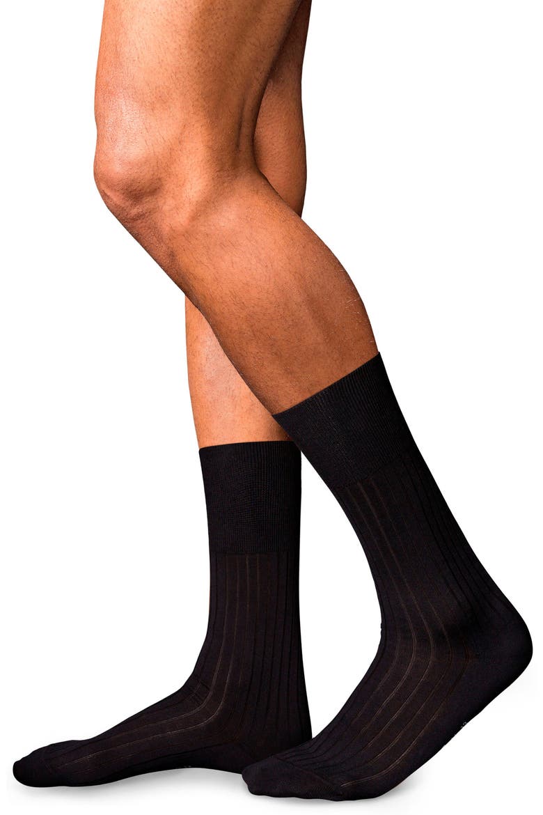 No. 13 Egyptian Cotton Blend Dress Socks, Alternate, color, BLACK
