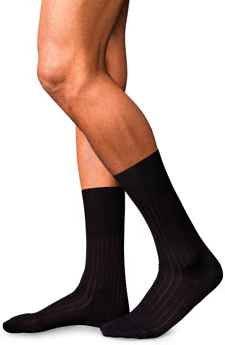 Falke No. 13 Egyptian Cotton Blend Dress Socks, Alternate, color, Black
