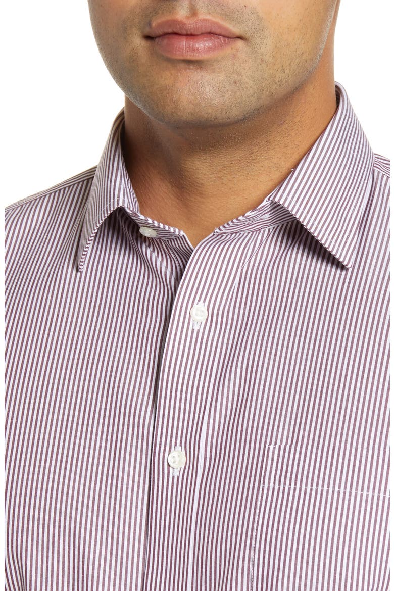 Smartcare Traditional Fit Stripe Dress Shirt, Alternate, color, BURGUNDY LONDON