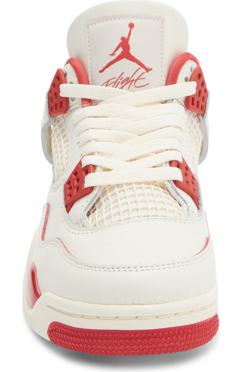 Jordan Air Jordan 4 Retro Basketball Sneaker, Alternate, color, Pale Ivory/ Sierra Red/ Red