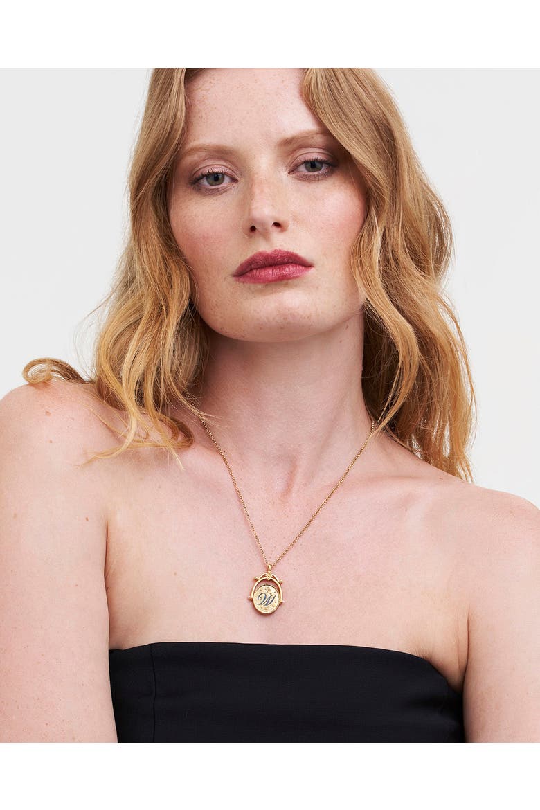W Initial Water Lily Gold Spinner Chain Necklace, Alternate, color, Gold