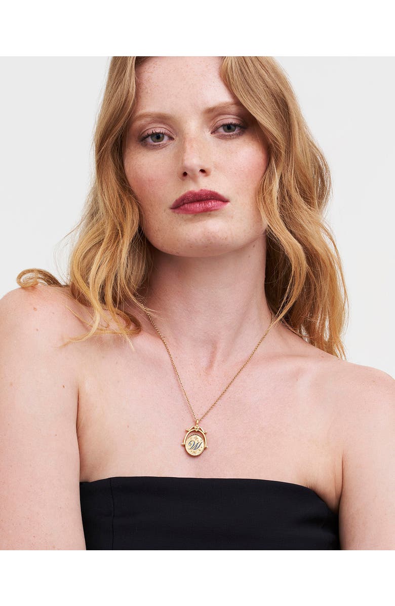 Fable England W Initial Water Lily Gold Spinner Chain Necklace, Alternate, color, Gold