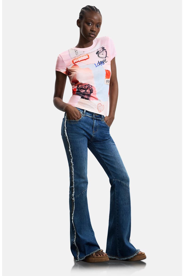 Stretch Cotton Graphic T-Shirt, Alternate, color, PINK