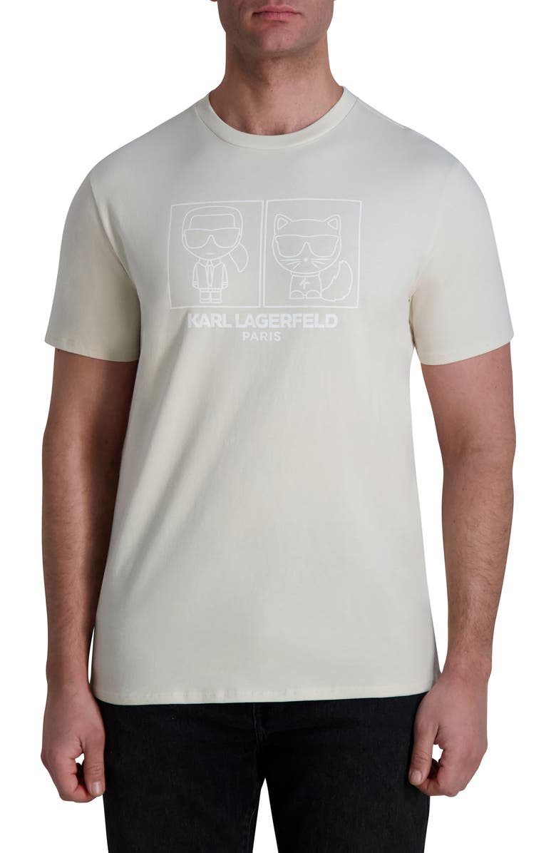 KARL LAGERFELD PARIS Karl & Choupette Square Logo Graphic T-Shirt, Main, color, 