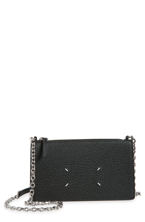 Maison Margiela Grained Leather Wallet On A Chain In Black