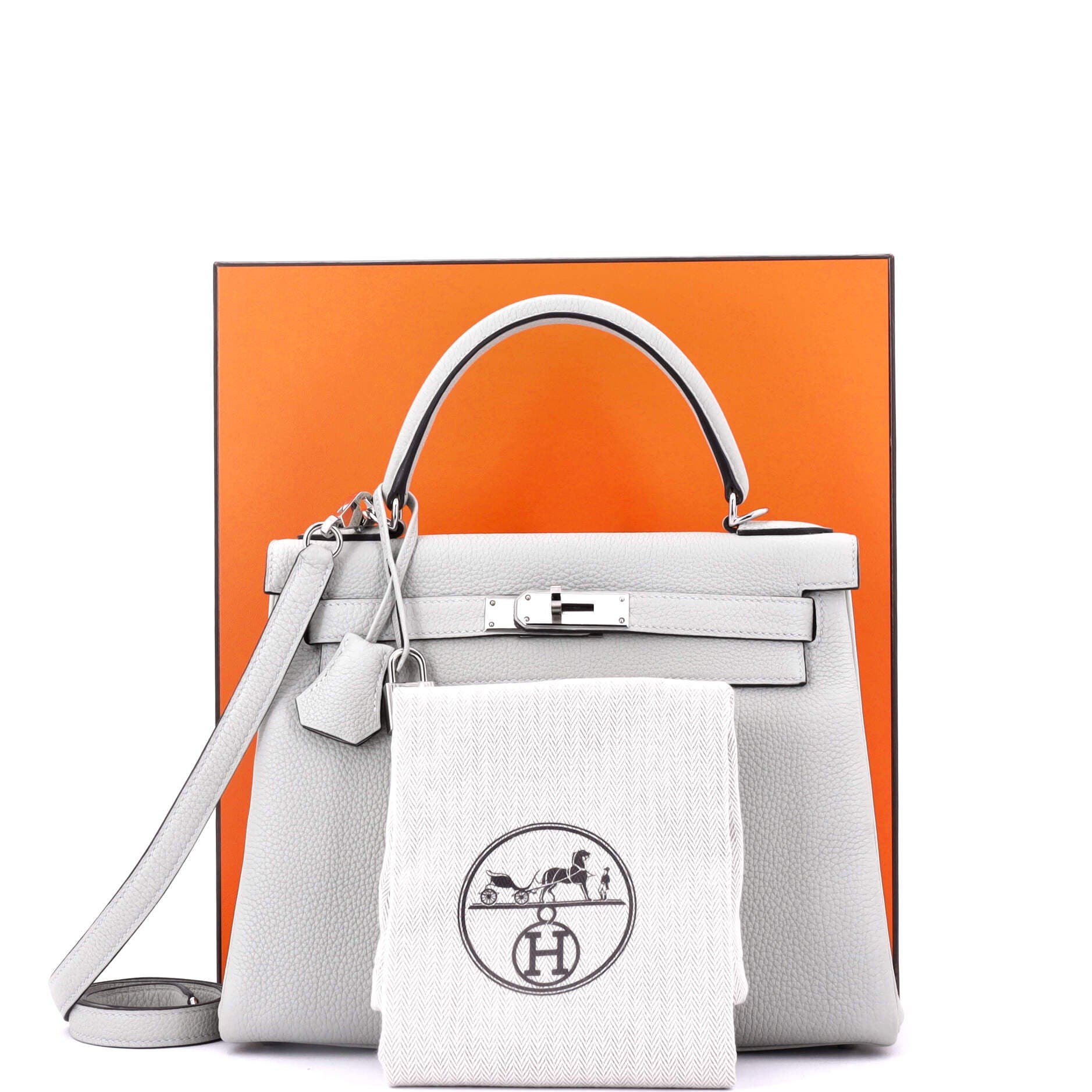 Pre-Owned Hermes Kelly Handbag Grey Togo with Palladium Hardware 28, Alternate, color, 