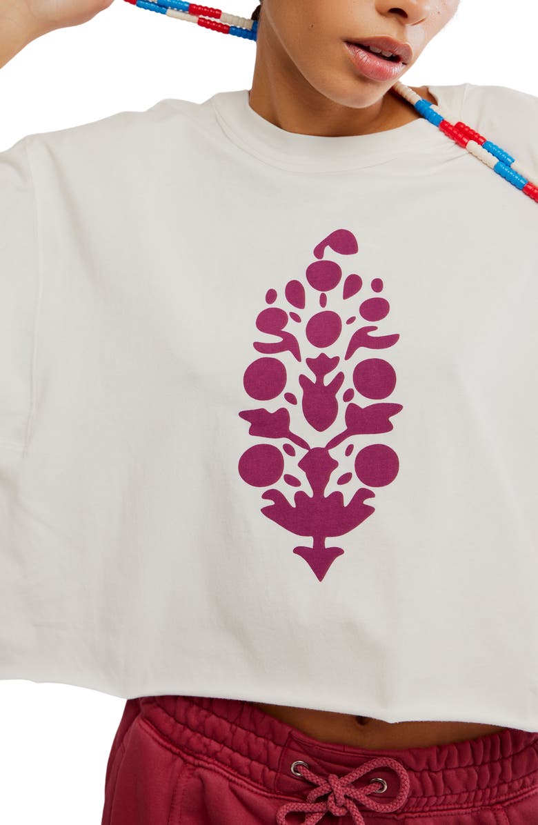 Free People FP Movement Inspire Cotton Graphic T-Shirt, Alternate, color, White/ Deep Mulberry