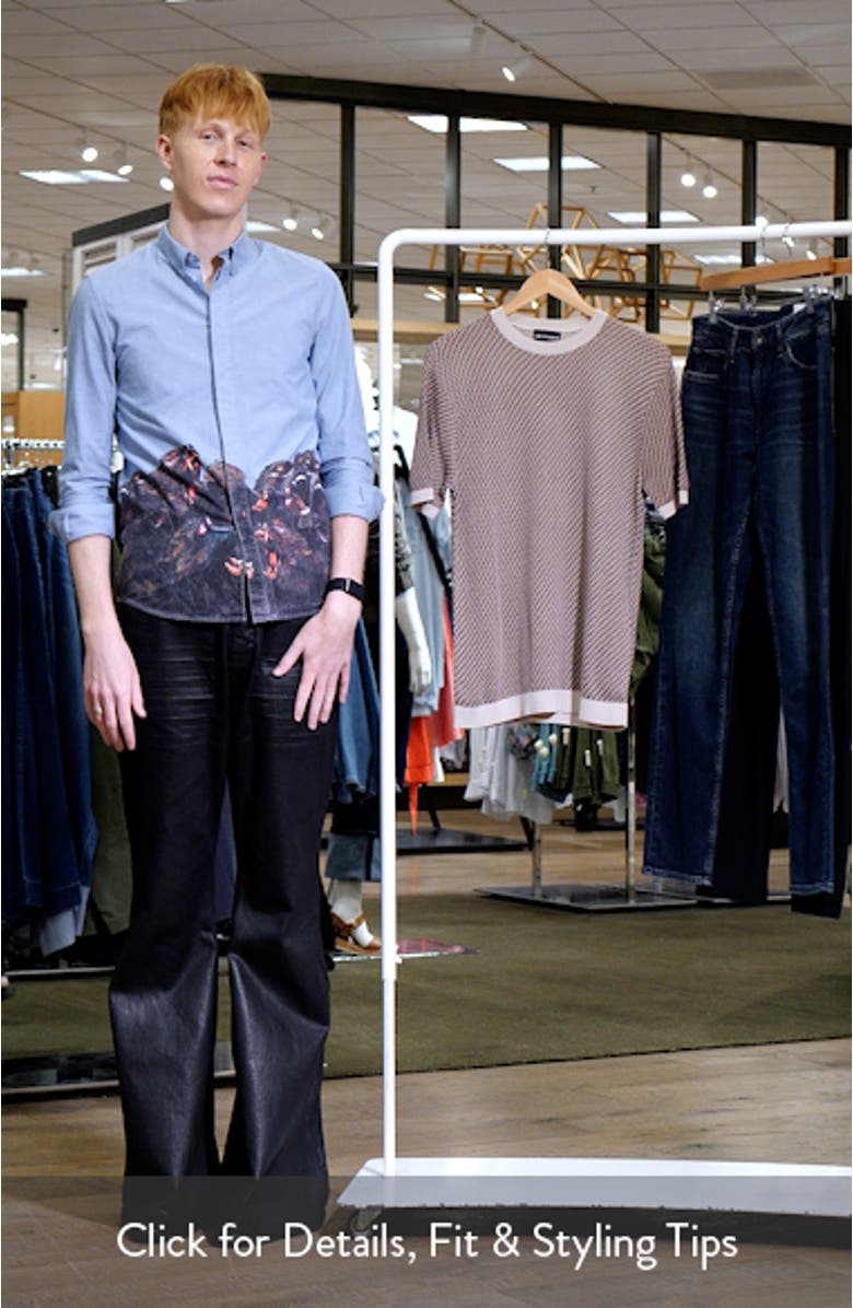 Short Sleeve Micro Jacquard Cotton & Viscose Crewneck Sweater, sales video thumbnail