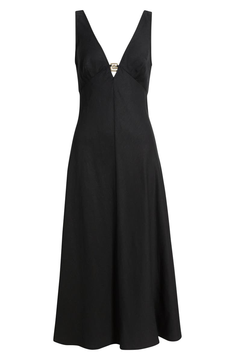 Rails Avila Metal Accent Sleeveless V-Neck Midi Dress, Alternate, color, Black