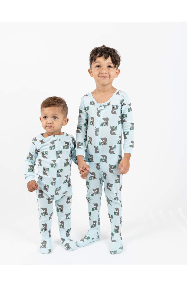 Leveret Footed Printed Cotton Matching Family Pajamas, Coordinated Prints, Alternate, color, Blue Koala