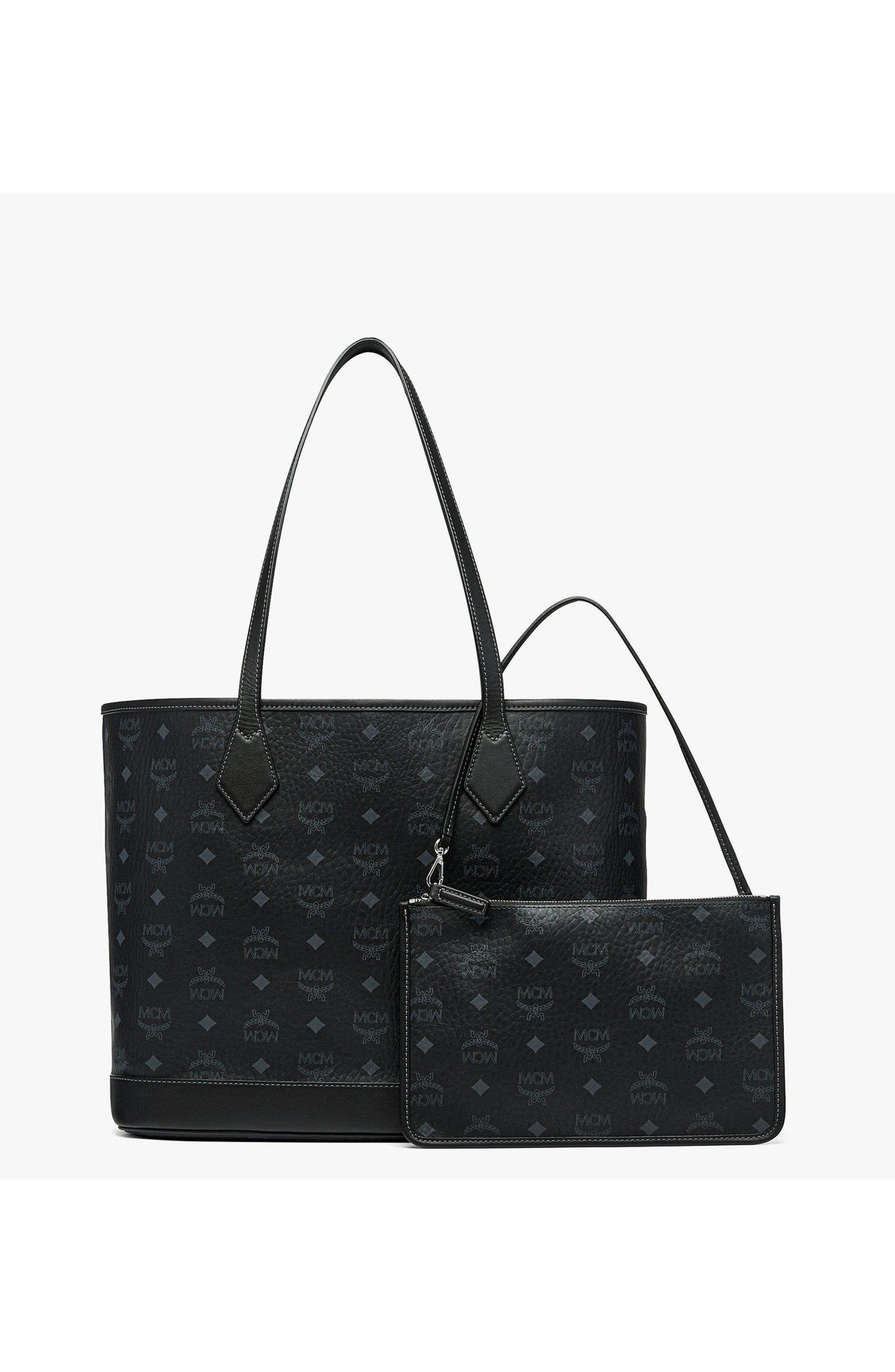 MCM New Medium Liz Shopper in Visetos, Alternate, color, Black