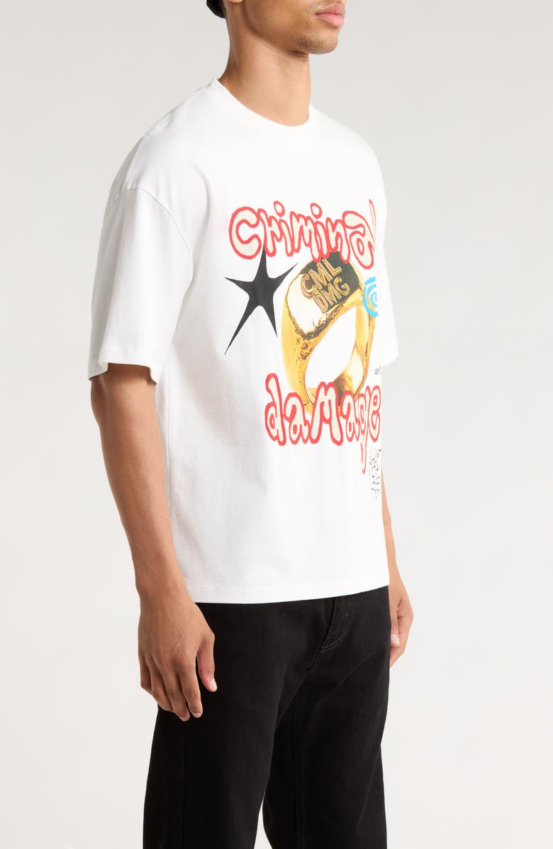 CRIMINAL DAMAGE Signet Ring Cotton Graphic T-Shirt, Alternate, color, Off White