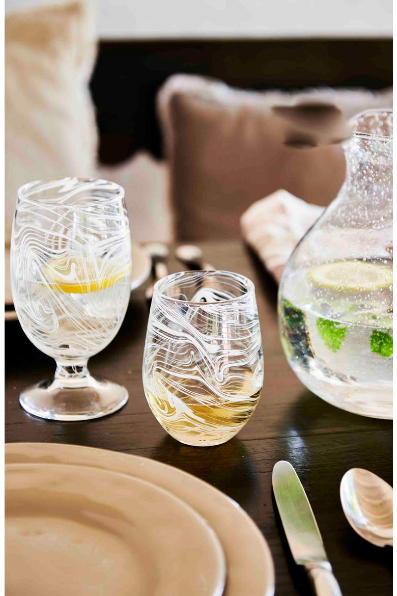 Puro Marbled Stemless Wine Glass, Alternate, color, WHITEWASH