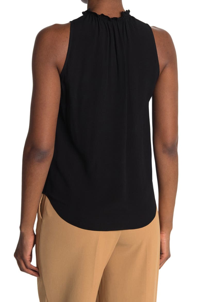 Sleeveless Ruched Mock Neck Top, Alternate, color, BLACK