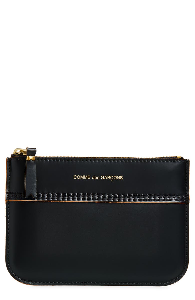 Comme des Garçons Wallets Triple Stitch Leather Zip Pouch, Main, color, Black
