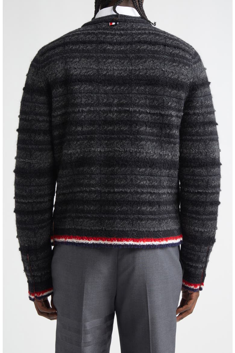 Tartan Check Inlay Jacquard Cardigan, Alternate, color, BLACK