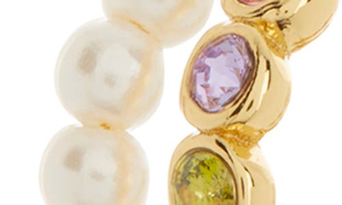 Kate Spade New York Imitation Pearl & Colorful Crystal Double Row Hoop Earrings In Multi