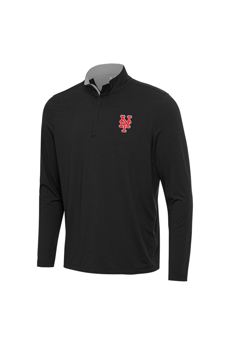 Men's Antigua  Black New York Mets Content Quarter-Zip Top, Alternate, color, Black