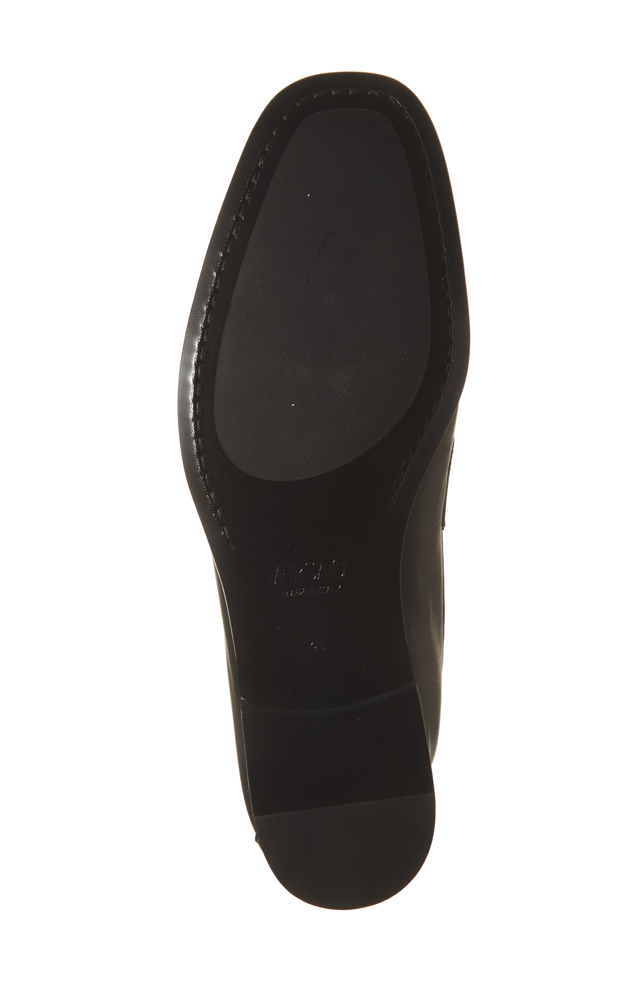 Versace Medusa Chain Leather Loafer, Alternate, color, Black-Versace Gold