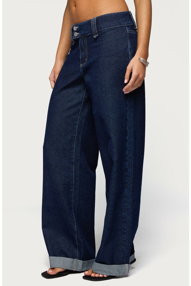 Cuffed Wide Leg Jeans, Alternate, color, INDIGO-RINSE-WASHED