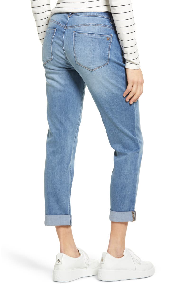Wit & Wisdom Ripped Crop Straight Leg Jeans, Alternate, color, Light Blue
