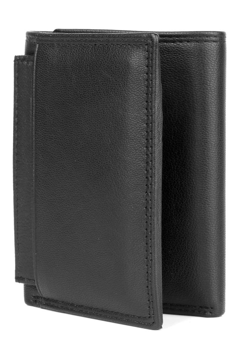 Emblem I.D. RFID Three-Fold Wallet, Alternate, color, BLACK