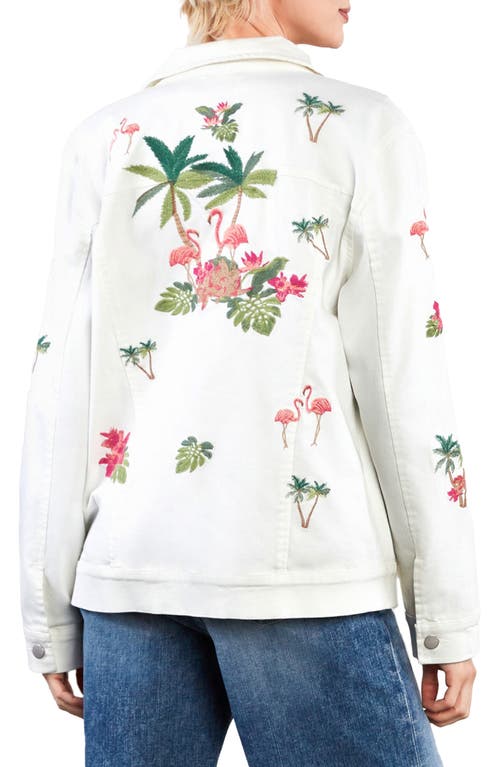 Billy T Flamingo Embroidery Denim Trucker Jacket In Multi
