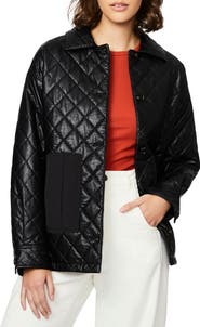 Bernardo Quilted Faux Leather Shacket