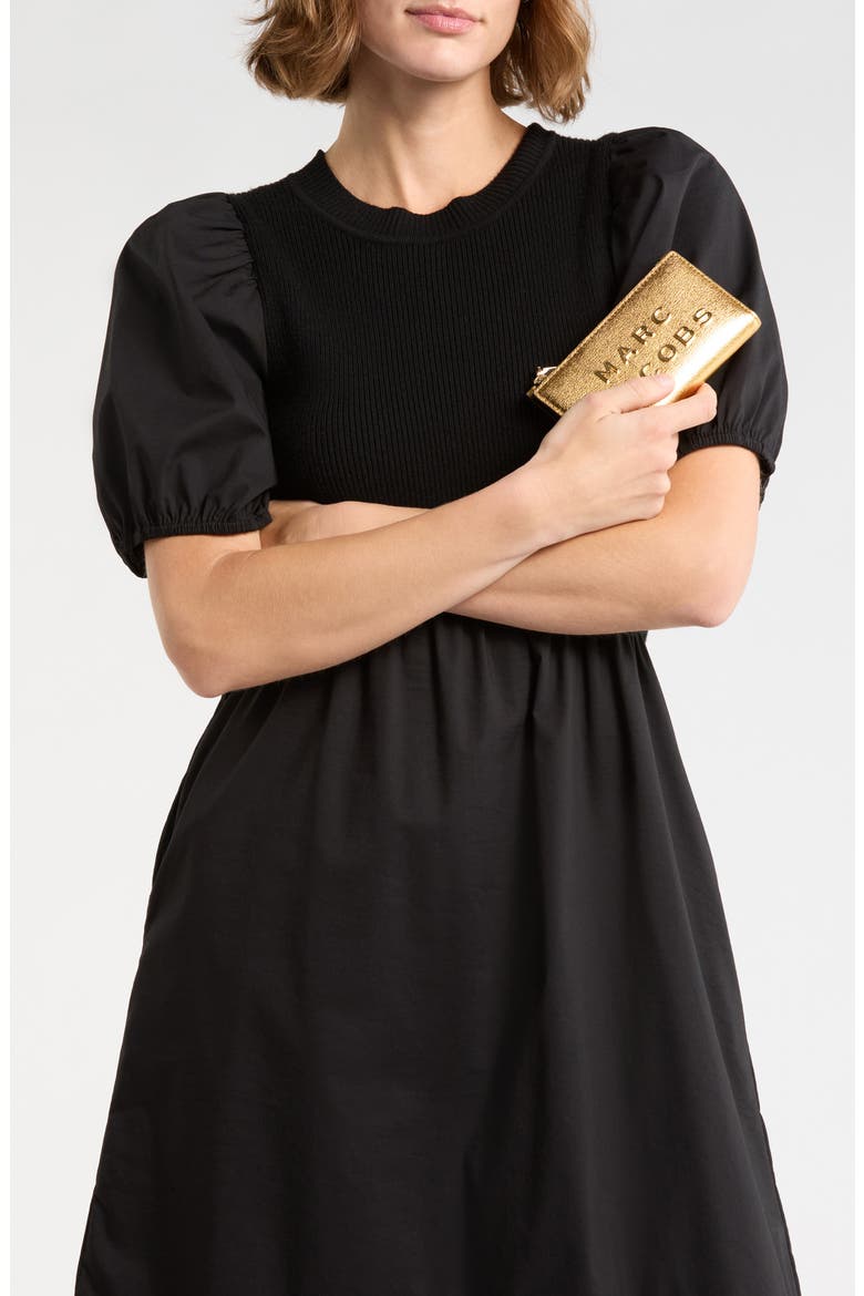 Medium Flat Leather Wallet, Alternate, color, GOLD
